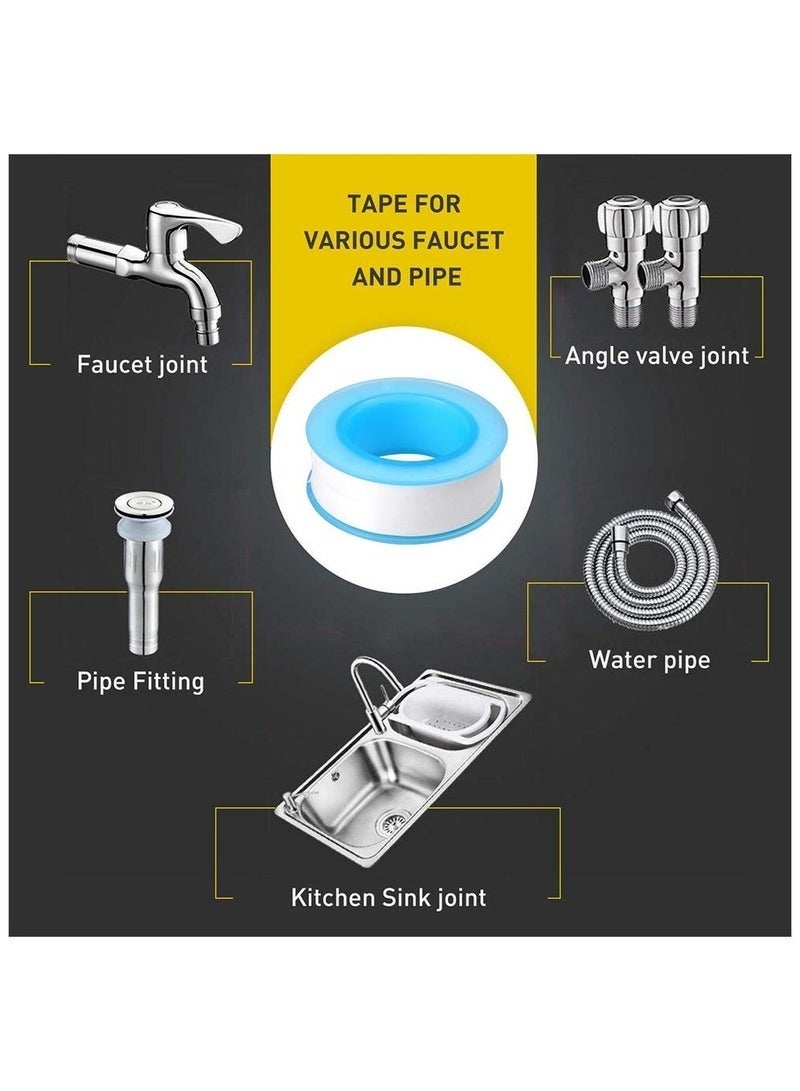 6 Packs Teflon Tape, Thread Seal Tapes，Ptfe Thread Seal Tape For Plumbers Sealant Tape For Leak Water Pipe Thread, 15mm*0.075mm*12m (White) - Image 3